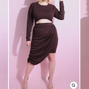 DRAPED CUT-OUT BODYCON MINI DRESS